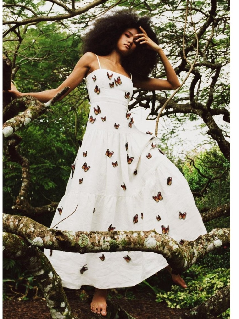 Agua By Agua Bendita Lima Embroidered Butterfly Linen Maxi Dress, M - Picture 6 of 10